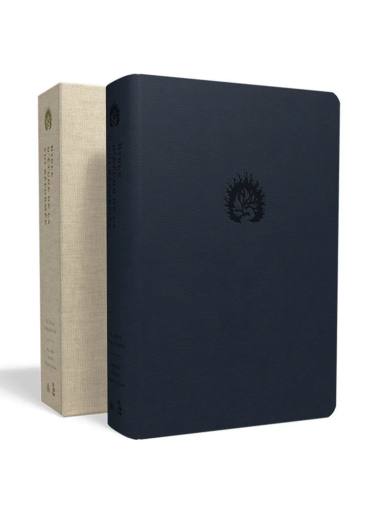 Bible Colombe étude de la foi réformée souple bleu marine argent