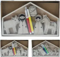 Crèche en bois à colorier