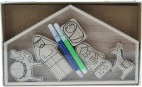 Crèche en bois à colorier
