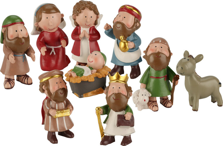 Figurines résine - les personnages de la crèche de Noël (9 pièces)