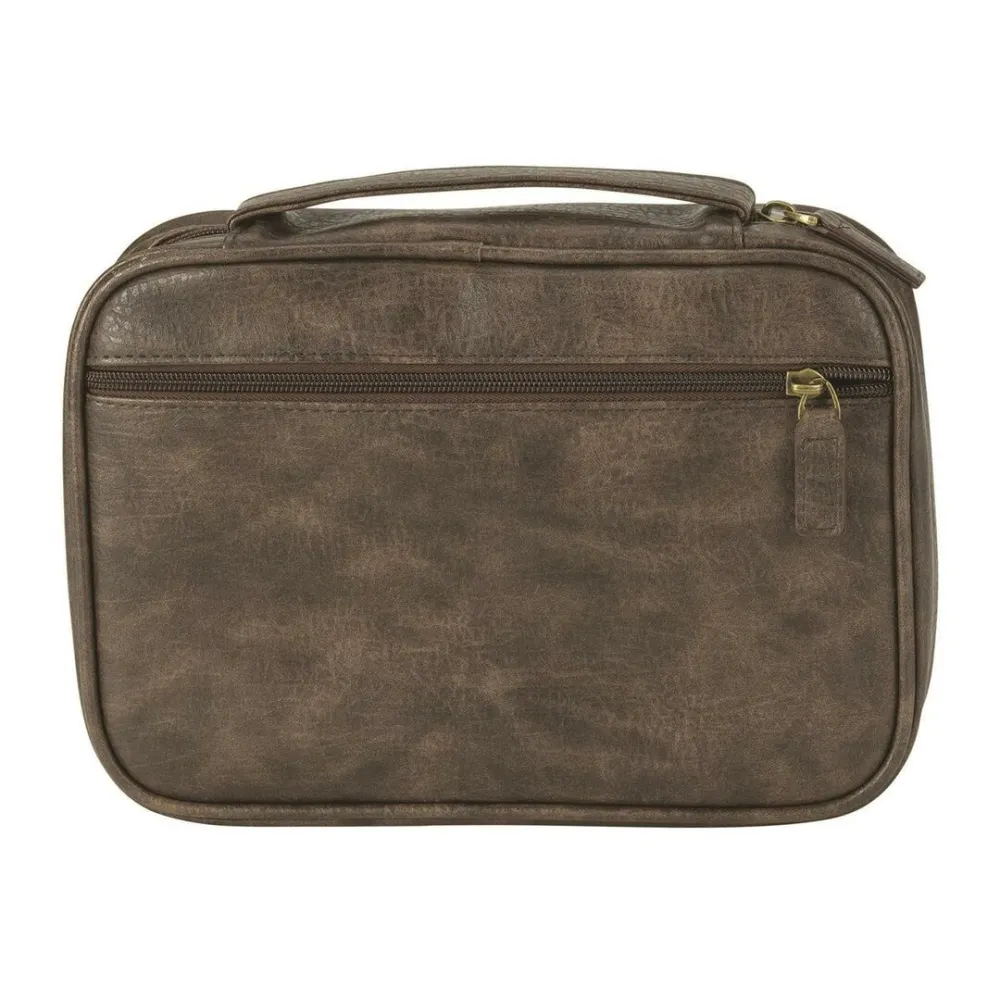 Housse L cuir vieilli brun foncé