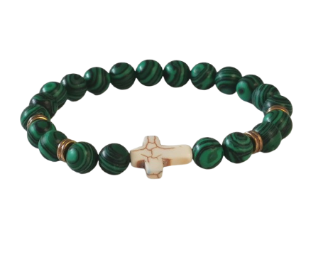 Bracelet pierre véritable - malachite verte