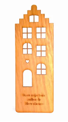Houten boekenlegger - Ik en mijn huis zullen de Here dienen