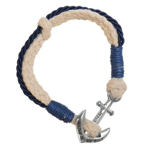 Bracelet marin + ancre - Jesus anchor of my soul