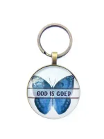 Sleutelhanger retro rond - 1 Korintiërs 13:13/ Johannes 8:12/ Geloof