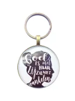 Sleutelhanger retro rond - 1 Korintiërs 13:13/ Johannes 8:12/ Geloof