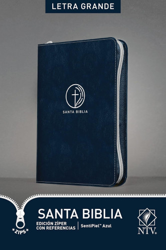 NTV letra grande Santa Biblia azul ziper