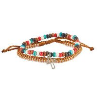 Bracelet double couleurs + croix