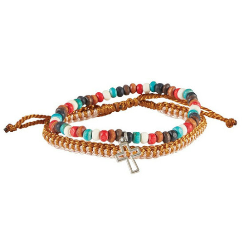 Bracelet double couleurs + croix