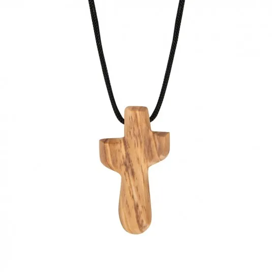 Collier croix en bois d'olivier
