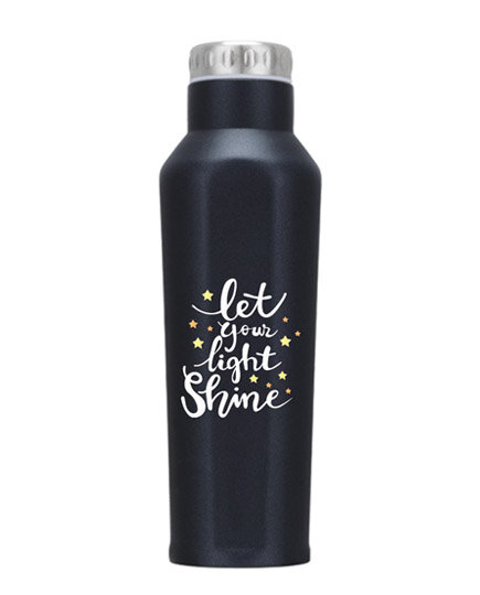 Bouteille thermos Let your light shine - black