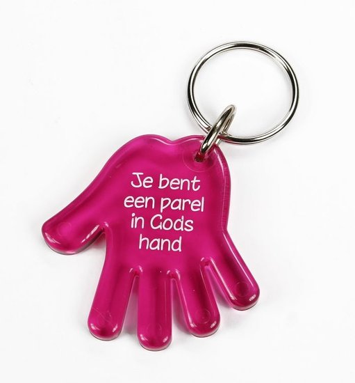 Sleutelhanger handje Je bent een parel - roze