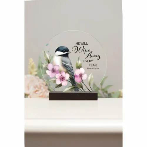 Plaque verre He will wipe away every tear - Revelation 21:4