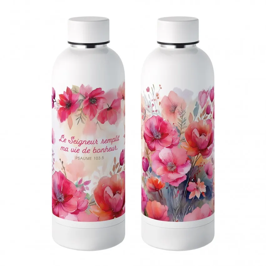 Bouteille isotherme Le Seigneur remplit ma vie de bonheur - Ps. 103:5