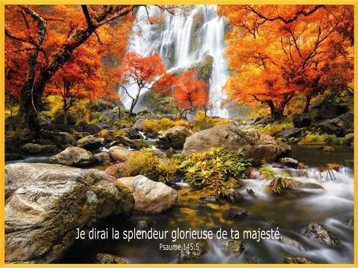 Cadre bois Je dirais la splendeur glorieuse... (bord cuivre) - Ps. 145:5