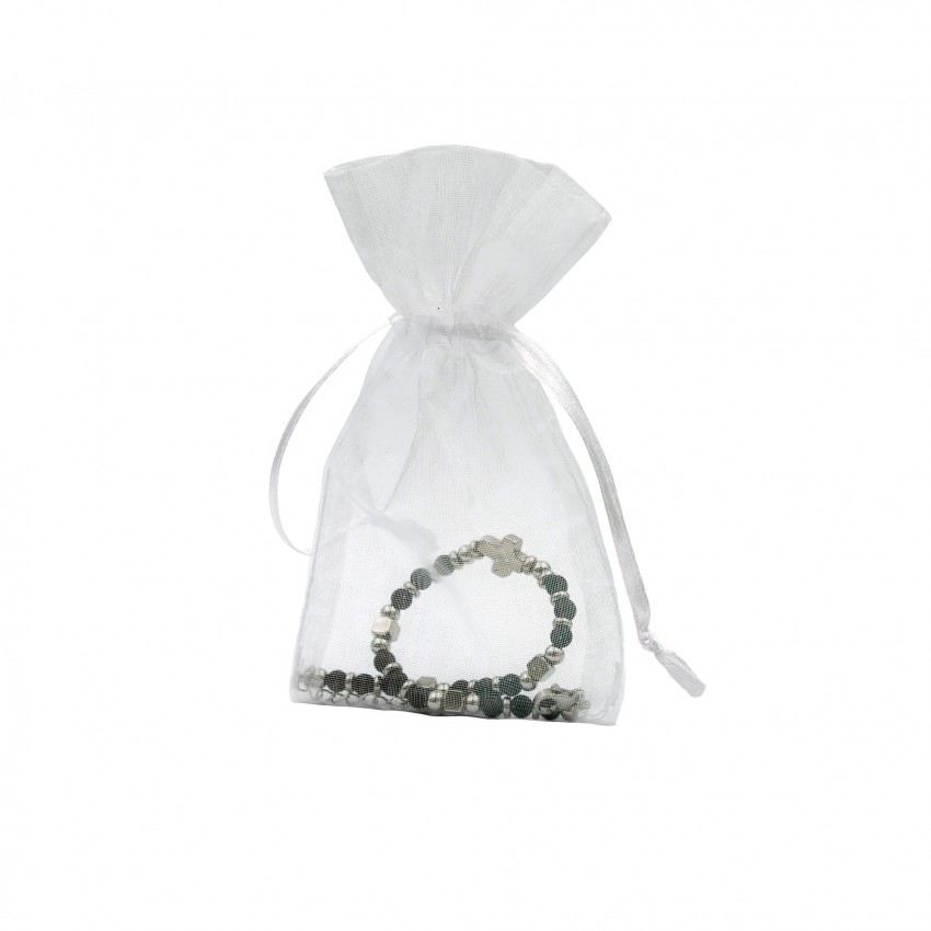 Bracelet perles + croix - noir