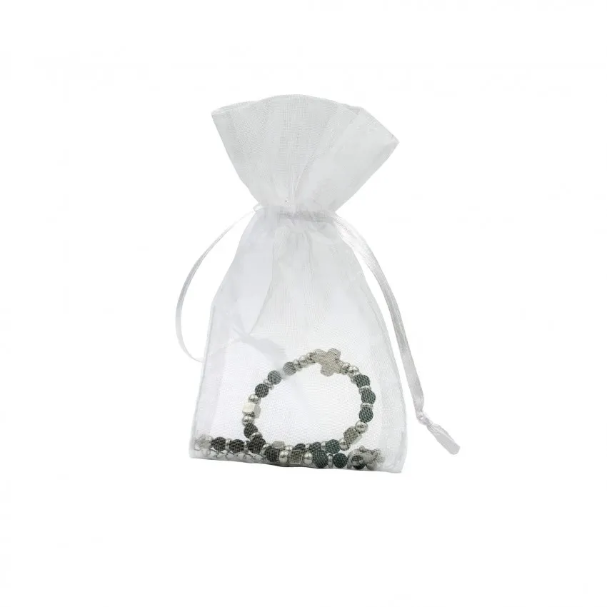 Bracelet perles + croix - noir