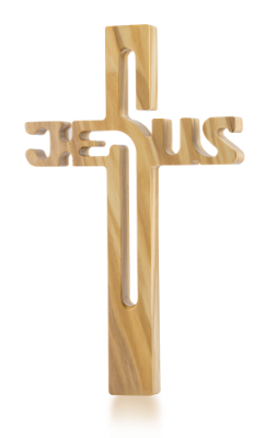 Croix bois olivier Jesus 20 cm