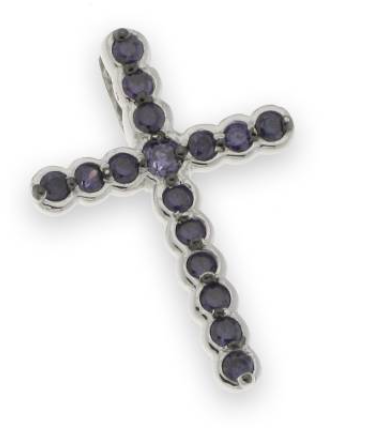 Pendentif croix argent 925 19mm - Saphir