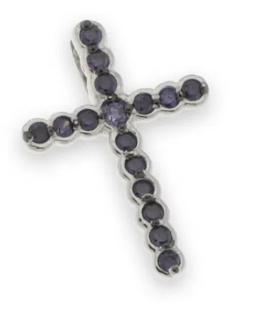 Pendentif croix argent 925 19mm - Saphir