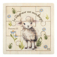 Puzzle en bois Mouton Le Seigneur est mon berger (9 pièces)