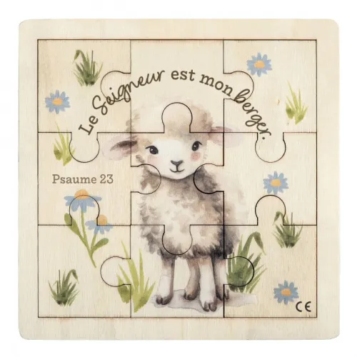 Puzzle en bois Mouton Le Seigneur est mon berger (9 pièces)