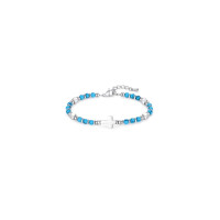 Bracelet perles + croix - turquoise