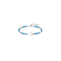 Bracelet perles + croix - turquoise