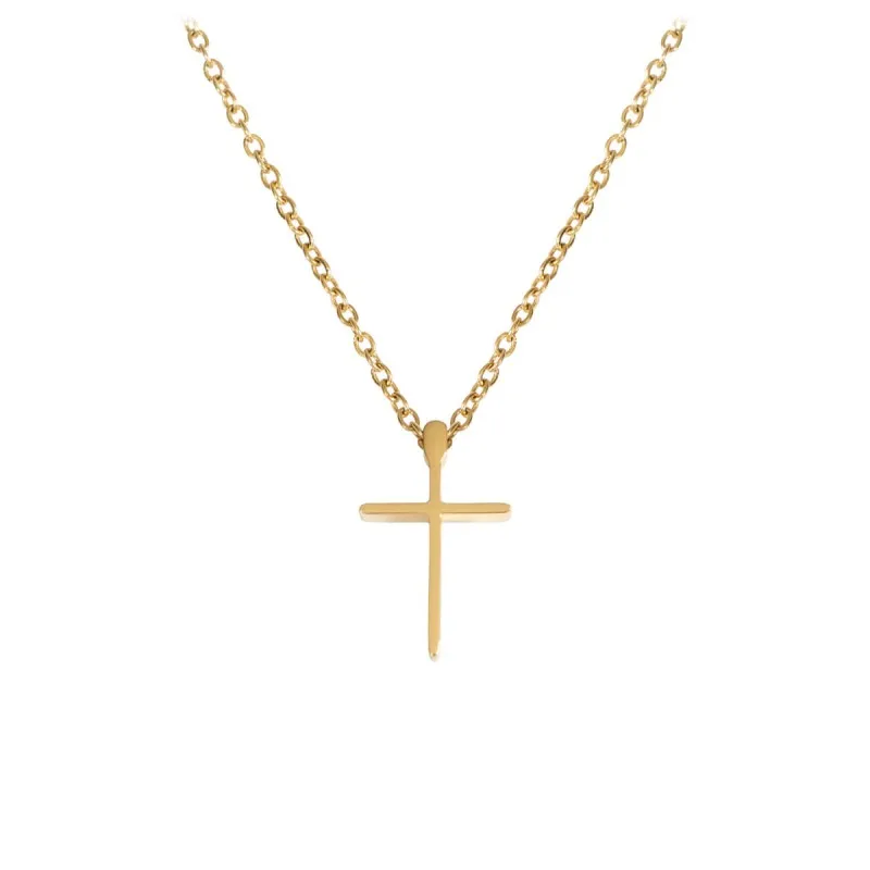 Collier croix en inox doré