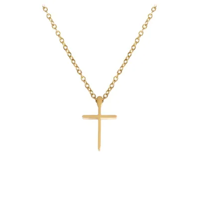 Collier croix en inox doré