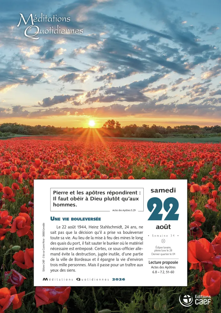 Calendrier - Méditations quotidiennes - mural