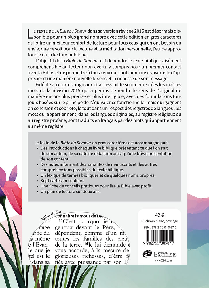 Bible Semeur gros caractères souple toile paysage