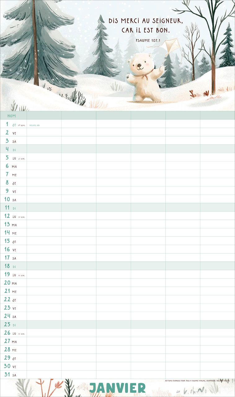 Calendrier - Notre Planning