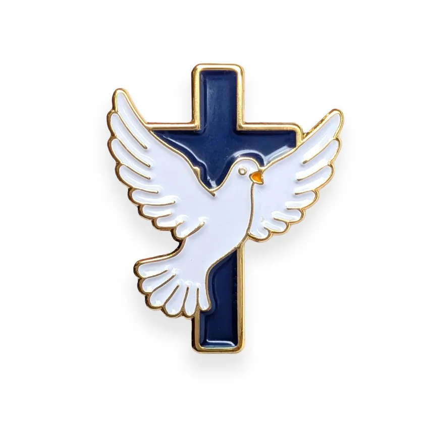 Pin's croix et colombe