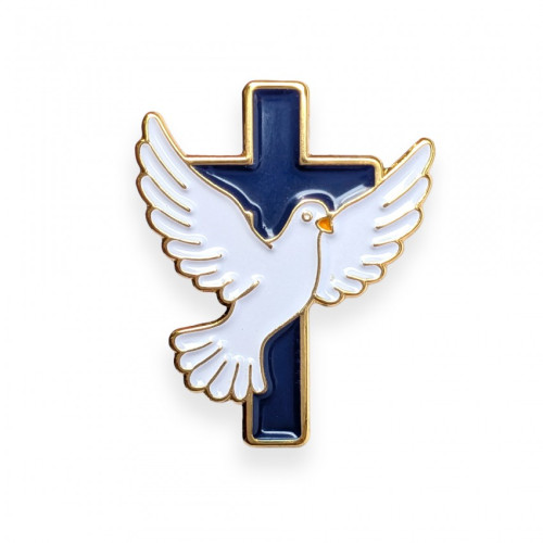 Pin's croix et colombe