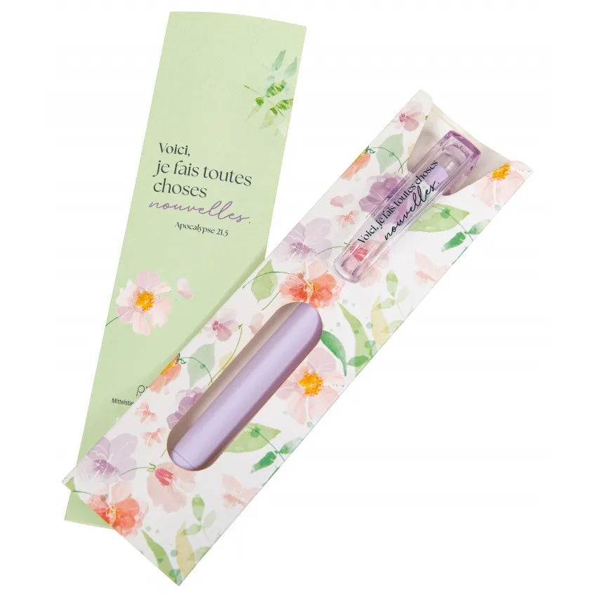 Stylo lila Voici je fais toutes choses nouvelles