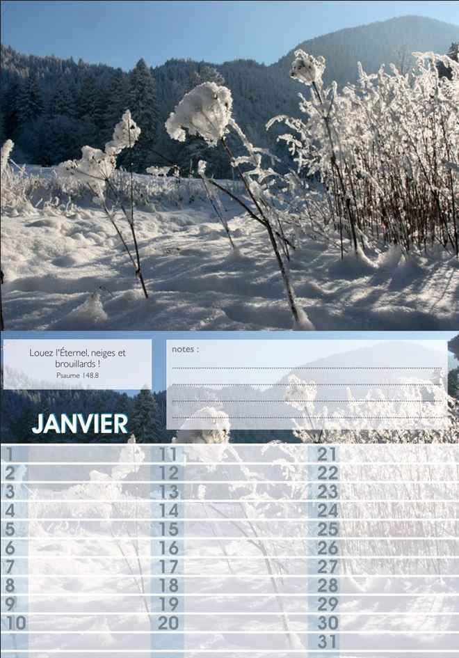 Calendrier perpétuel photos paysage