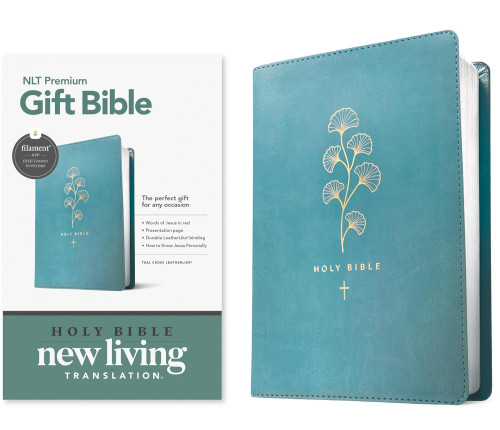 NLT premium gift Bible teal cross leatherlike