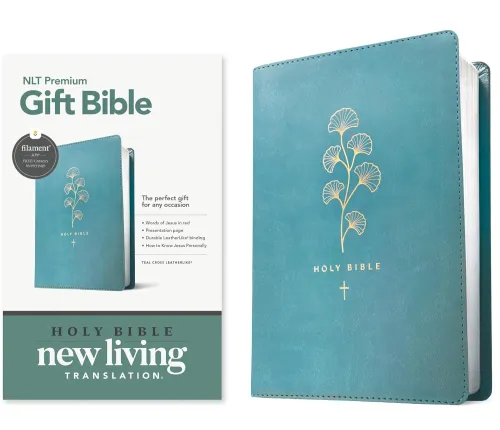 NLT premium gift Bible teal cross leatherlike