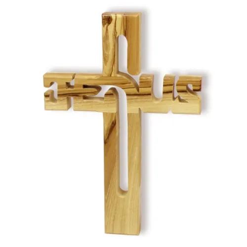 Croix Jesus en bois d'olivier