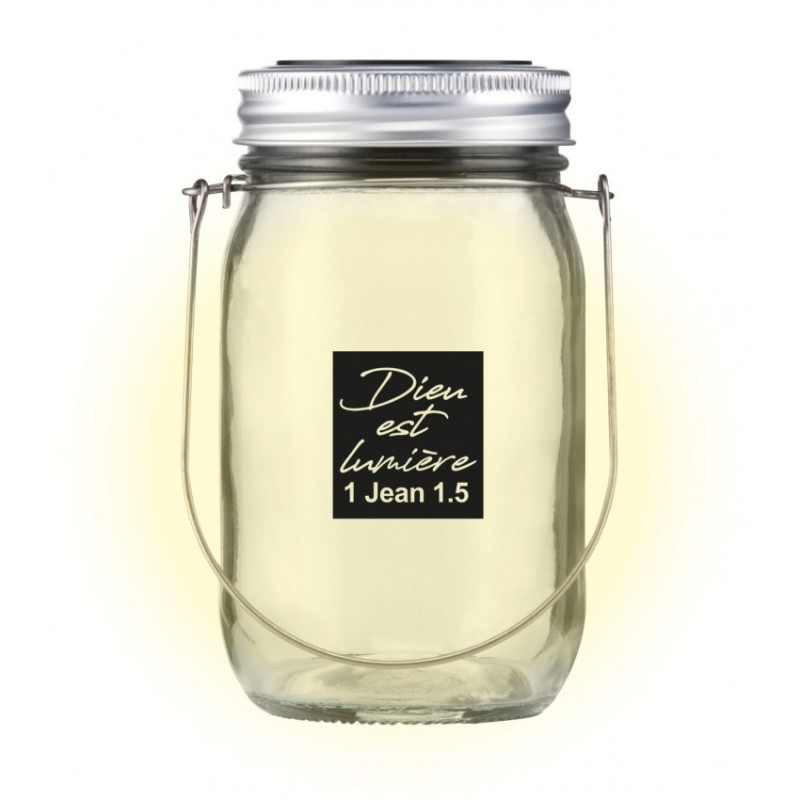 Lampe solaire en verre Dieu est lumière - 1 Jean 1:5