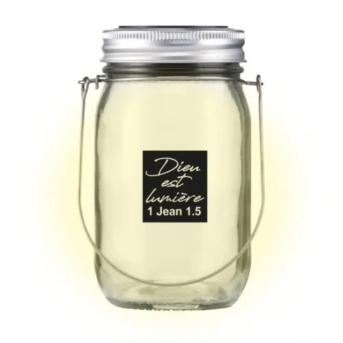 Lampe solaire en verre Dieu est lumière - 1 Jean 1:5