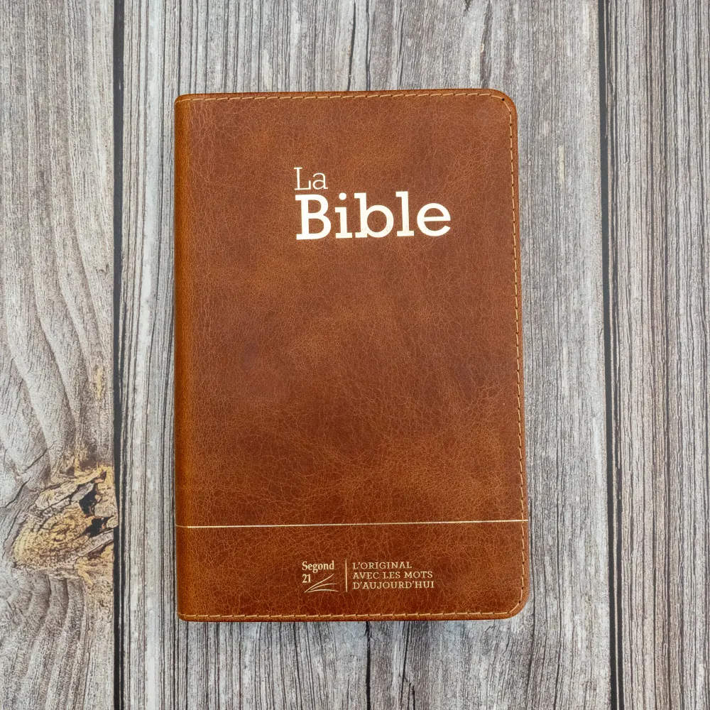 Bible SG21 souple cuir brun or