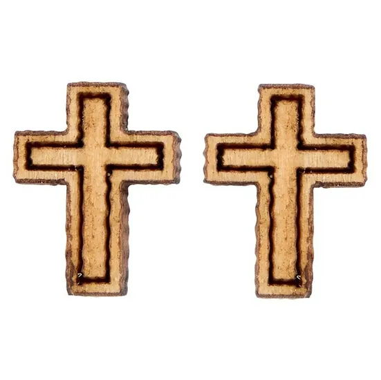 Boucles d'oreilles bois croix/coeur/couronne/colombe