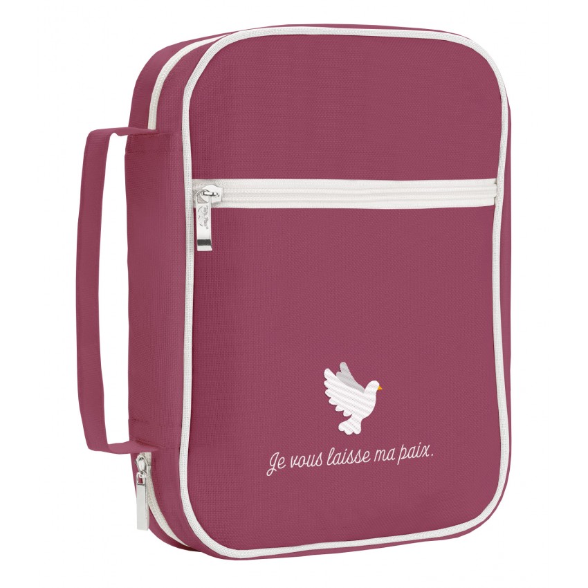 Housse S toile grenat "Je vous laisse ma paix"