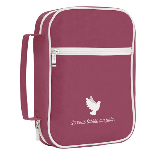 Housse S toile grenat "Je vous laisse ma paix"