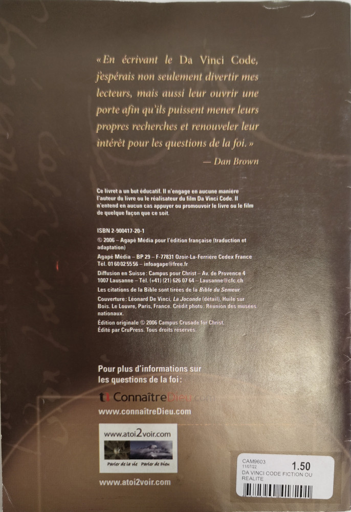 Da Vinci Code Fiction ou Réalité