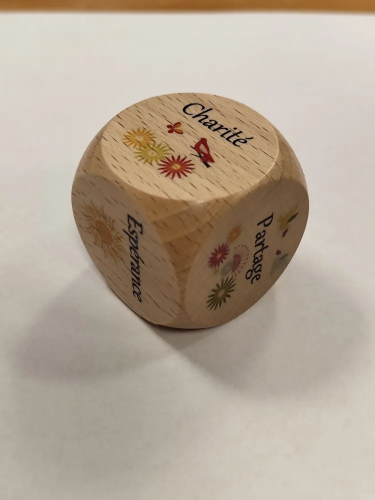 Dé 4 x4 cm Fruit de l'Esprit