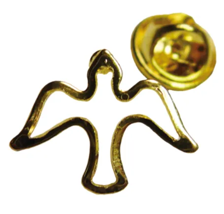 Pin's colombe ajourée métal doré