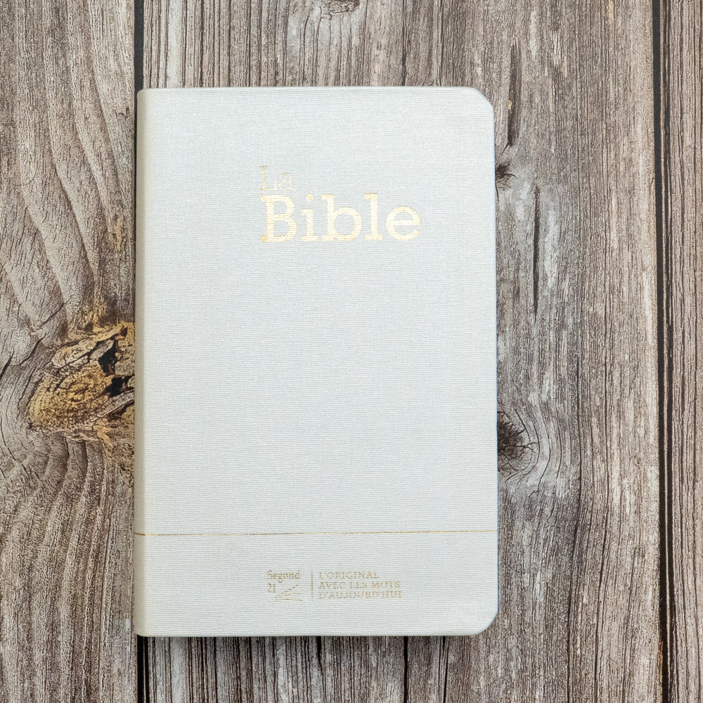 Bible SG21 souple textile blanc or onglets
